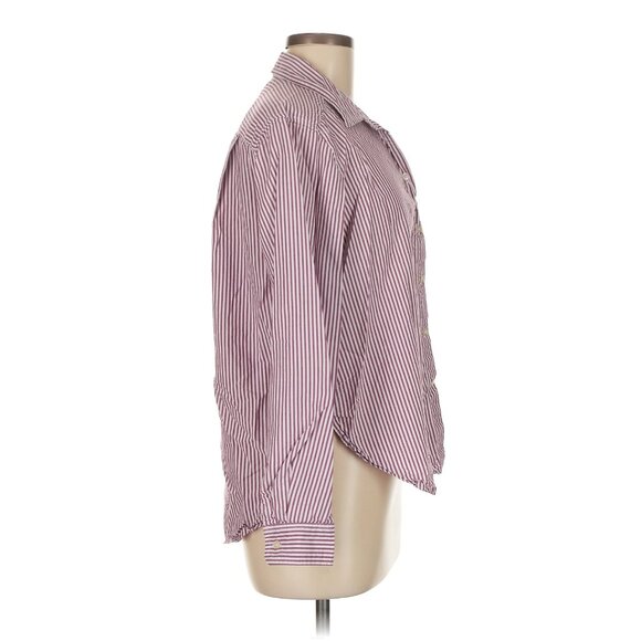 LOFT Long Sleeve Button Up Down Chest Pocket Striped Collared Shirt Top Blouse S - Picture 3 of 3